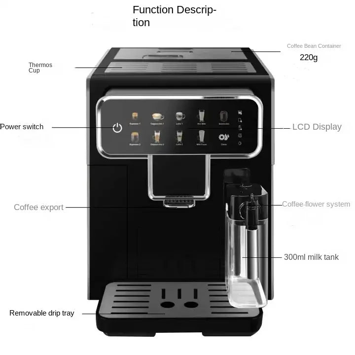 7203 New Commercial Full Automatic Smart Coffee Makers Espresso Cappuccino Latte Coffee Machine With Milk Tank