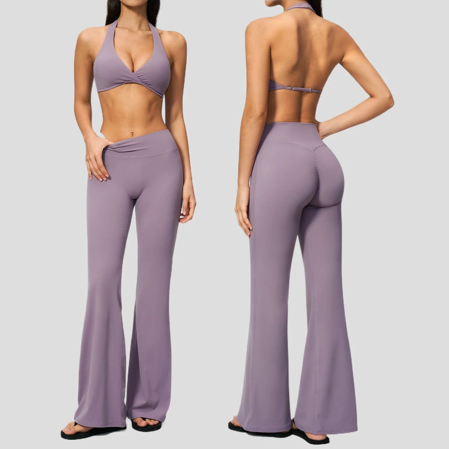 Yoga Set Deep V-back Waist Tightening Hip Lifting Fitness Running Set