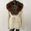 Women's New Spring Fashion Soft Midi Fox Fur Collar Knitted Cardigan Sweater Coat Casual Outerwear for Winter