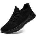 LSH Men Athletic Sneakers Black Loafers Casual Sports Knit Sneakers Breathable Athletic Running Walking Gym Shoe