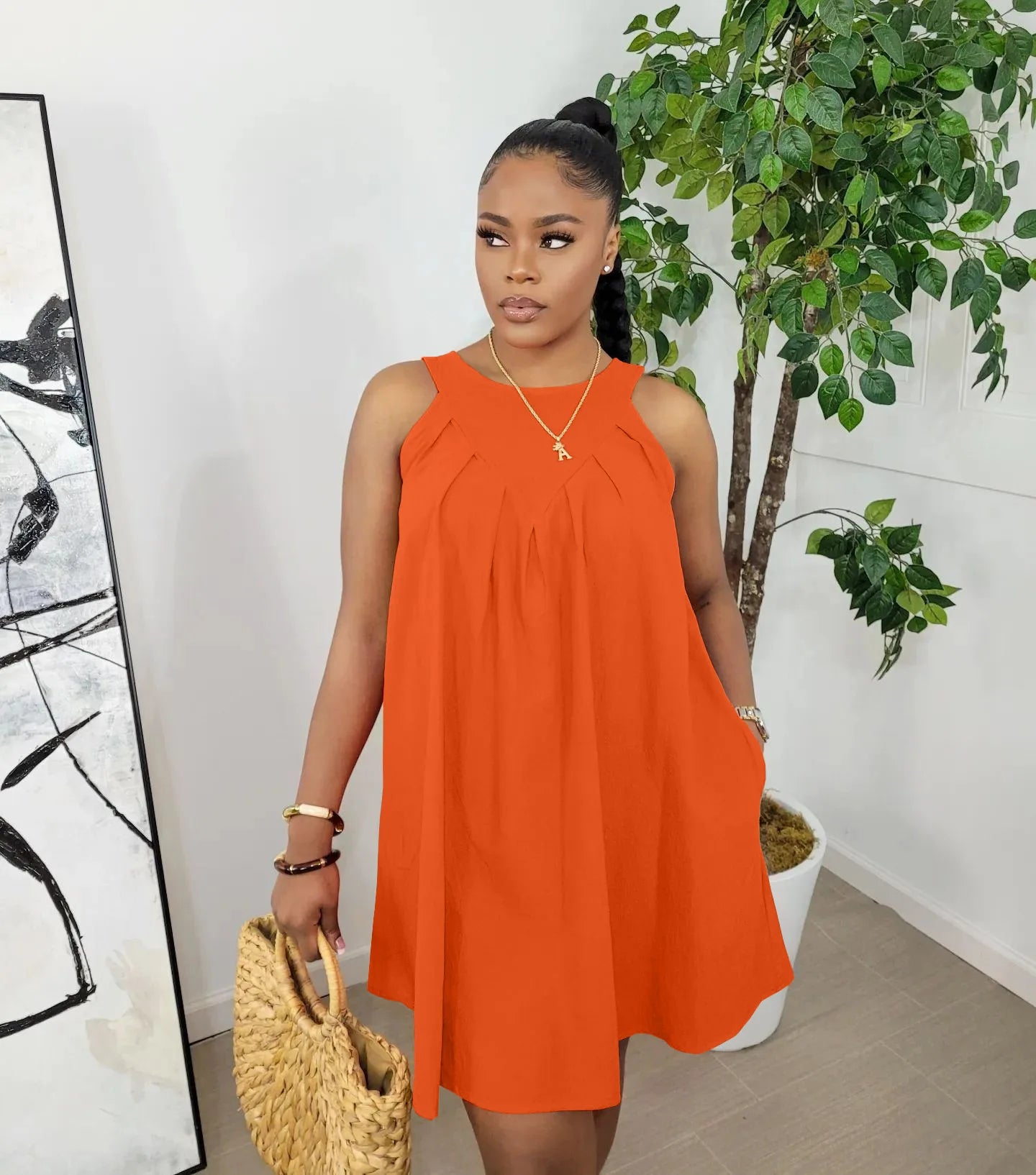 New Arrival 2024 Summer Solid Color Sleeveless Cotton Tank Top with Lace Sequin Decoration Y2K Style Midi Dress Casual Loose Fit