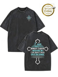 Vintage Washed Oversized Christian Inspirational Cross Text T-shirt Retro Streetwear Casual Cotton Tee US Stock