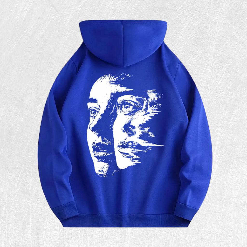 Abstract Face Graphic Hoodie 100% Cotton US Warehouse 6 Colors
