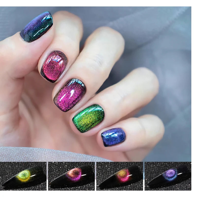 Custom Package Logo 5D Magnetic Cat Eye Pigment Nail Art Powder Chrome for Polish Magnet Pigment Laser Chameleon Chrome Powder