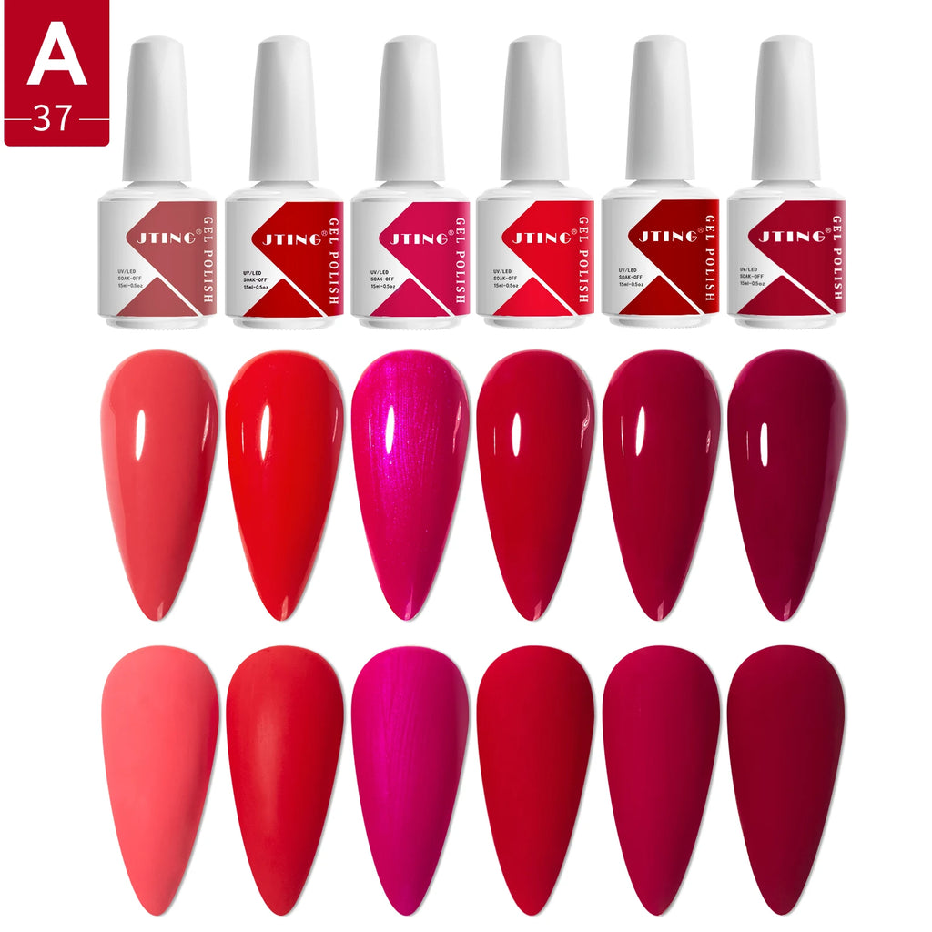 JTING Normal Bulk Gel Nail Polish 6Colors OEM/ODM Factory Manufacturer Custom Gel Nail Polish Bottle 15ml Uv Nail Gel