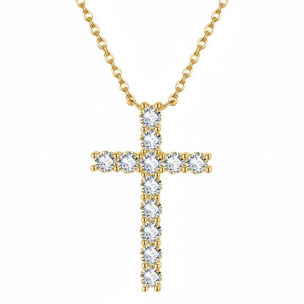 GRA Certified Cross Moissanite Necklace S925 Sterling Silver Unisex Hip Hop Street Fashion Neckwear