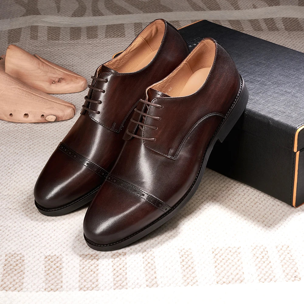 Men's Business British Genuine Leather Formal Leather Shoes, High-end Casual Versatile Top Layer Cowhide Derby Shoes