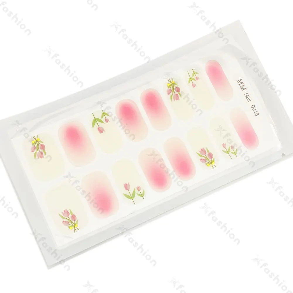 Hot Sale 16 Tips Solid Color Semi-Cured Gel Nail Stickers UV Light Durable Waterproof Long-Lasting Gel Nail Stickers Wholesale