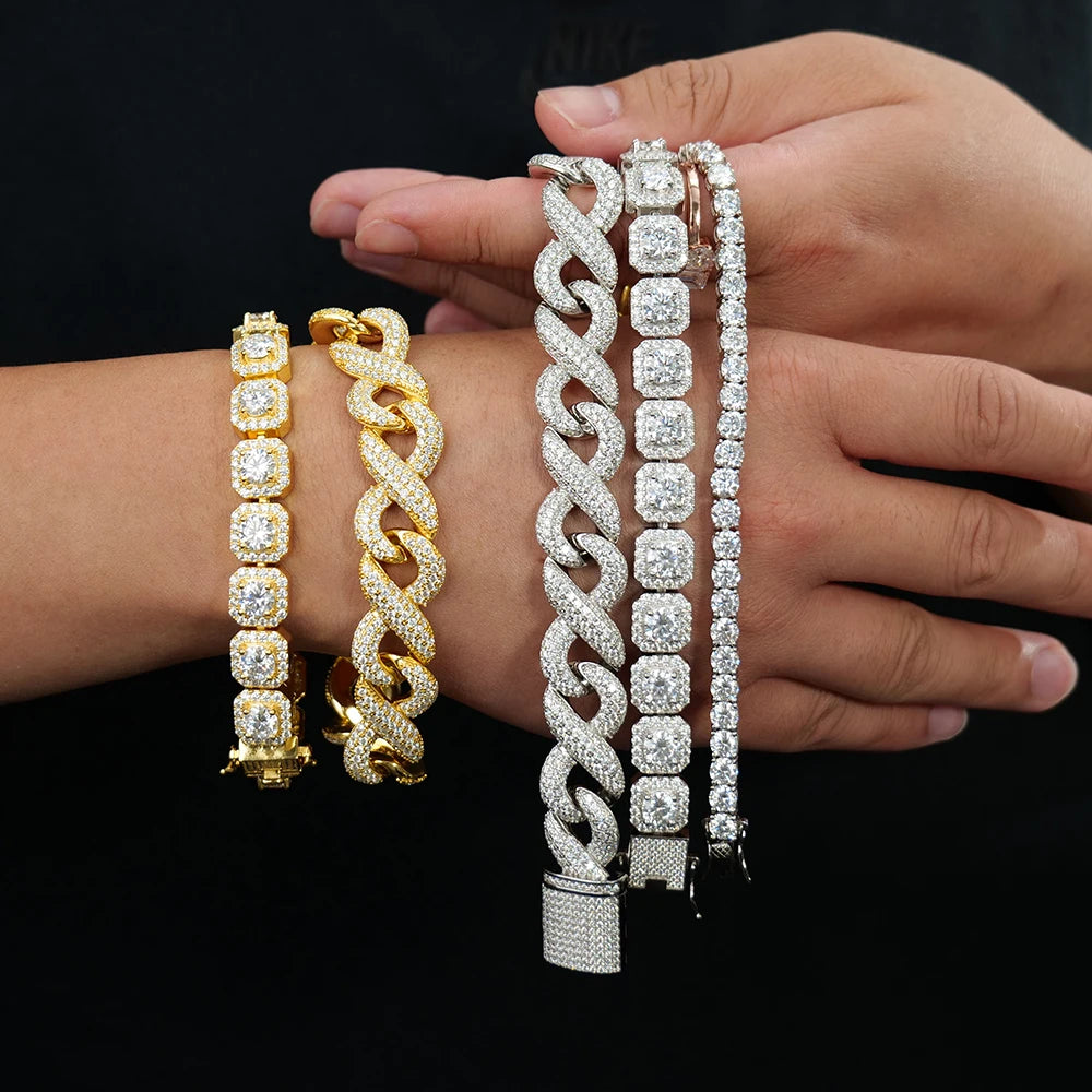Hiphop Jewelry Iced Out Big Size 20 22 24 Inches square Marquise Clustered Moissanite Diamond Bracelet Necklace Setting