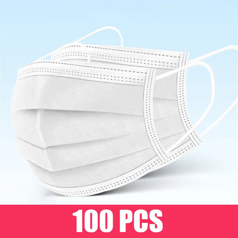 10/50/100/200PCS Disposable Mask Earloop Pink Bule Black White Mouth Masks 3 Layers Meltblown Non-Woven Breathable Face Mask