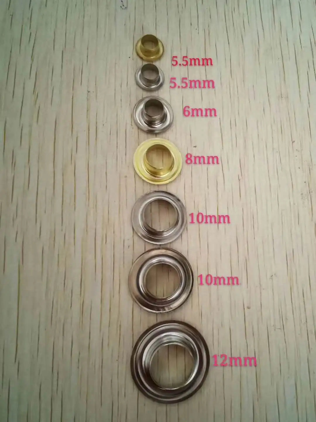 12mm 10mm 8mm 6mm 5.5mm Common Nickel Eyelets/Holes/Rings/Grommets for Banners Tarpaulin Canvas Eyelet Punching Machine