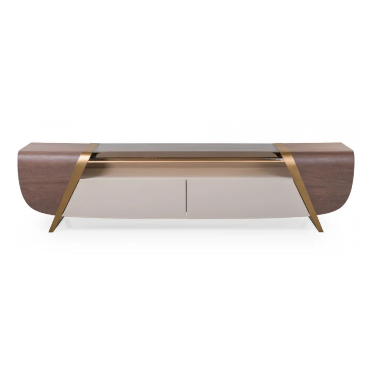 Italian Modern Living Room Furniture Set with Stainless Steel TV Cabinet Wood Marble Table TV Stands Feature Storage