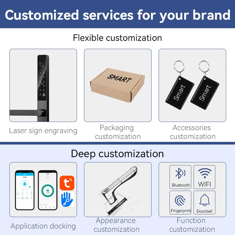 Kasman SOURCE PRICE Slim Smart Door Lock Intelligent Tuya Waterproof Aluminum Smart Lock  Fingerprint Password WiFi