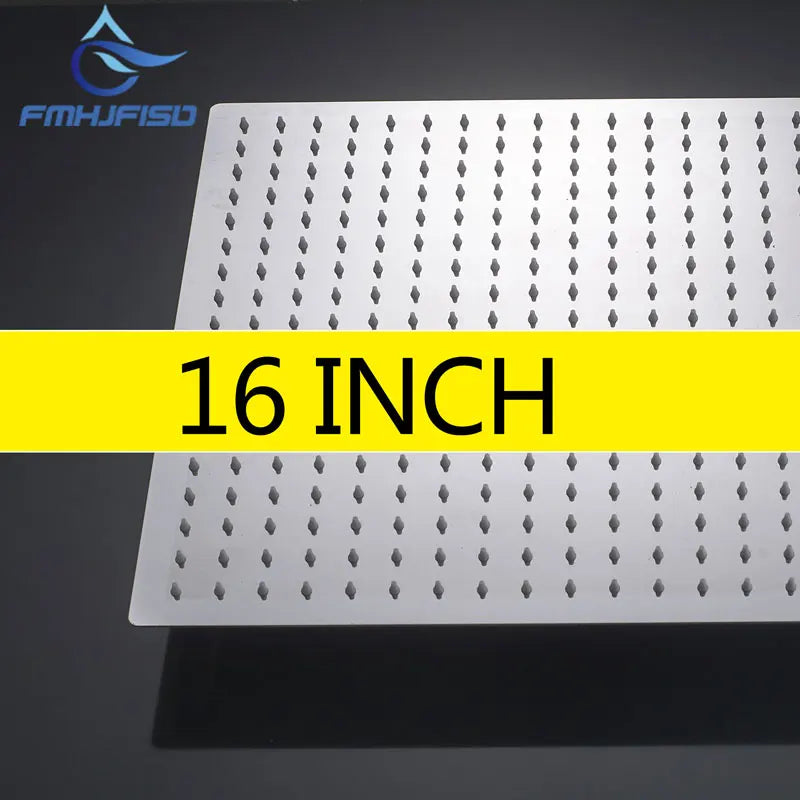 16 Inch Large Square Rain Shower Head Stainless Steel High Pressure Shower Head Polished Finish Ultrathin Bathroom Accessories