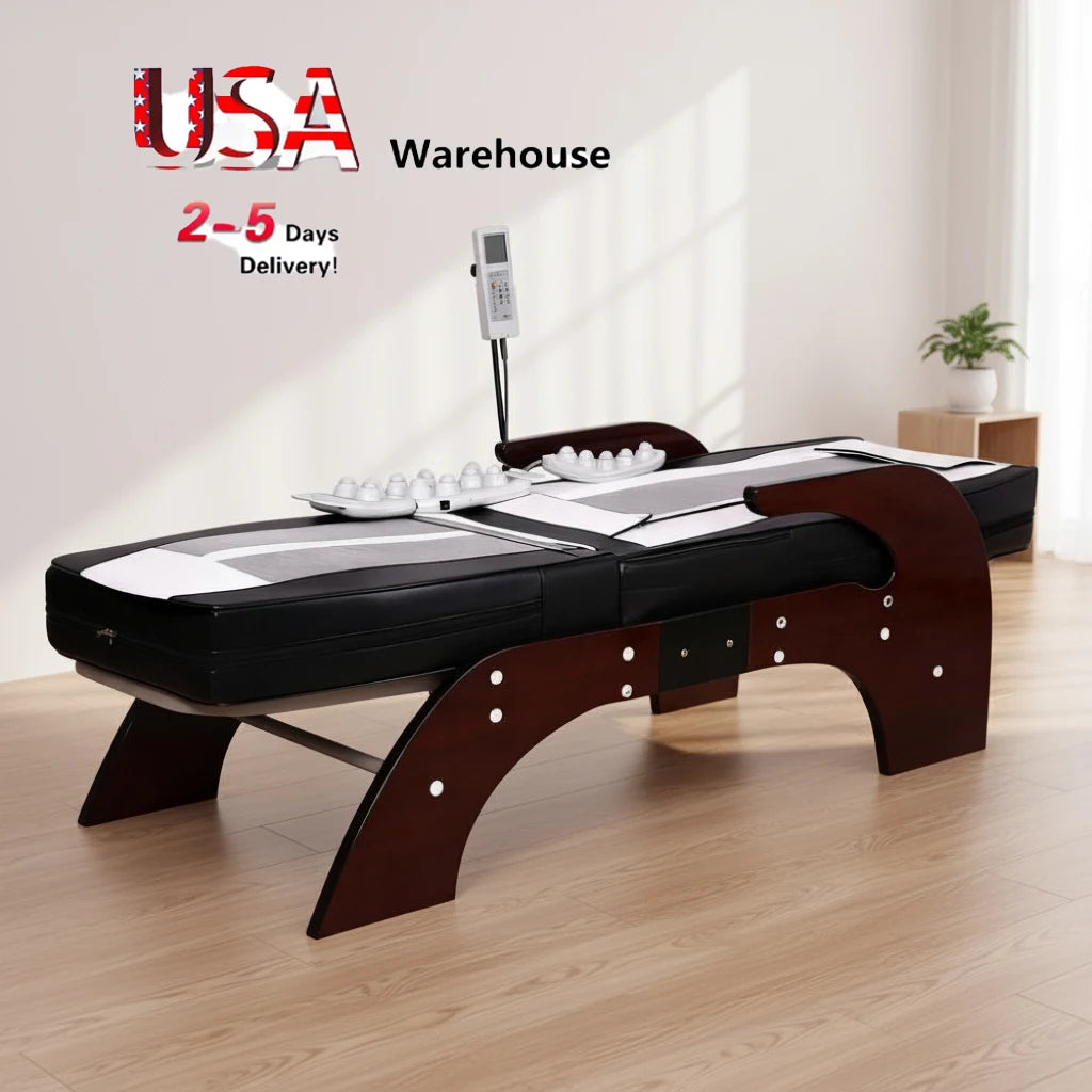 Advanced Therapeutic Jade Massage Bed with Natural Stone Rollers Therapy for Neck and Full Body Therapy Functions