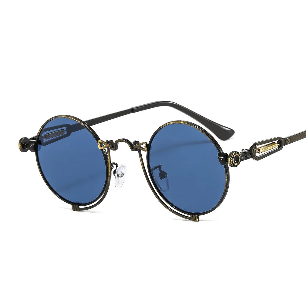1846 Steampunk Sun Glasses Men Gold Frame Metal Yellow Red Black Oval Sunglasses New Polarized Metal-punk Fashion Sunglasses