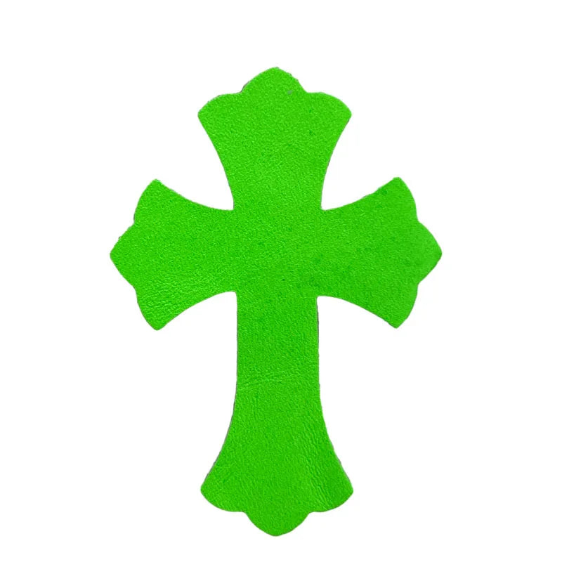 4.5*6.5cm Sheepskin Leather Patch With Cross Shaped Leather Label Genuine Leather DIY With Multiple Colors-106-182