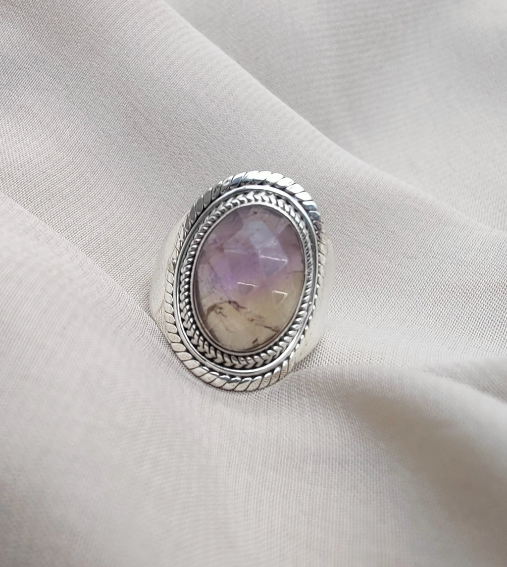 High-Grade Natural Ametrine 925 Sterling Silver Handmade Dual Tone Gemstone Ring Trendy Women's Wedding Party Jewelry Wholesale