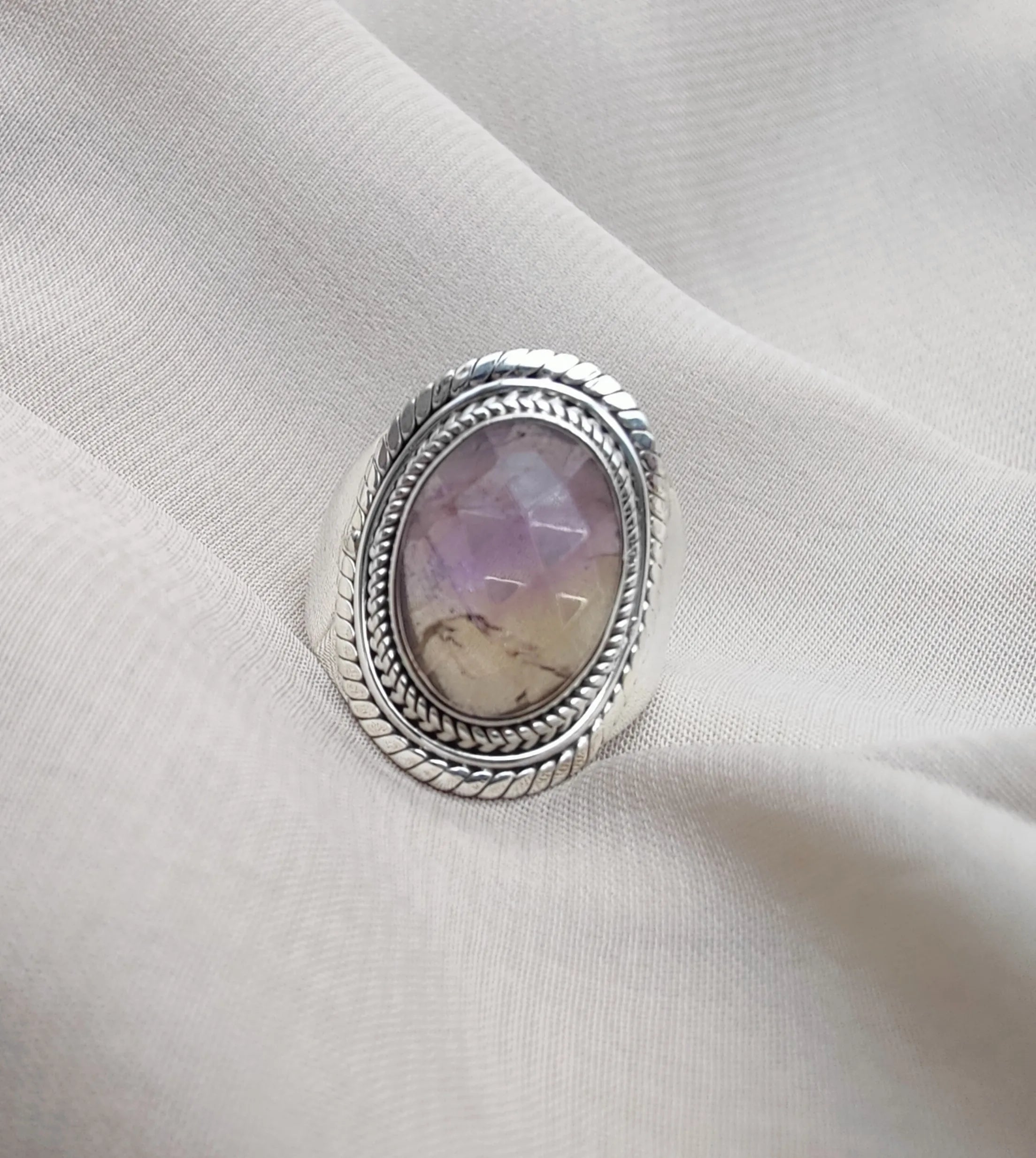 High-Grade Natural Ametrine 925 Sterling Silver Handmade Dual Tone Gemstone Ring Trendy Women's Wedding Party Jewelry Wholesale