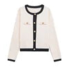 ZATRHMBM Women's Clothing 2024 New Fashion Gold Button Knitted Top Retro Round Neck Long Sleeve Casual Female Sweater