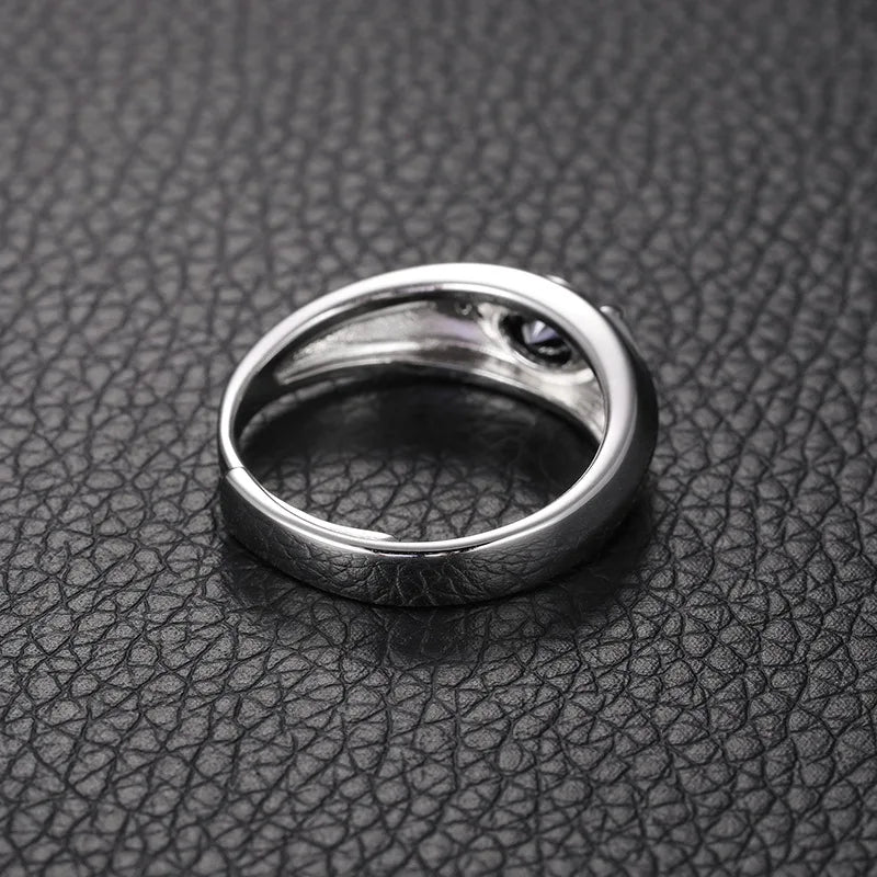 Pass Diamond Tester Eye of Horus Black Moissanite Ring Men Silver 925 Adjustable Moissanite Rings for Men