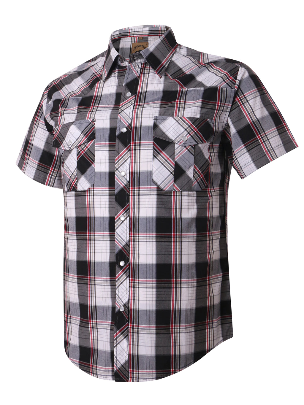 Men's Western Cowboy Short Sleeve Pearl Snap Button up Casual Work Plaid Shirts