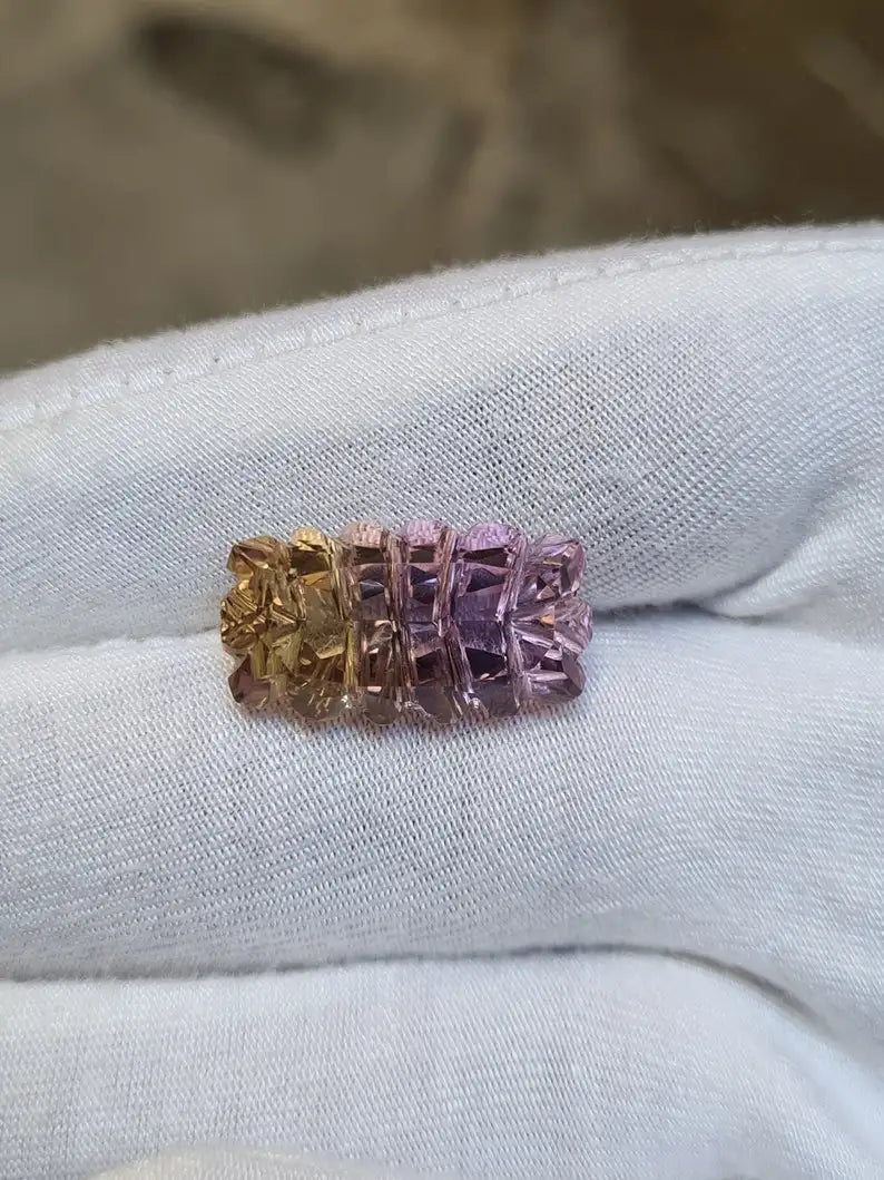 Natural Ametrine Carved Cut Cushion Shape Bio-Colour Quartz Gemstone for Jewelry Making Bulk Product