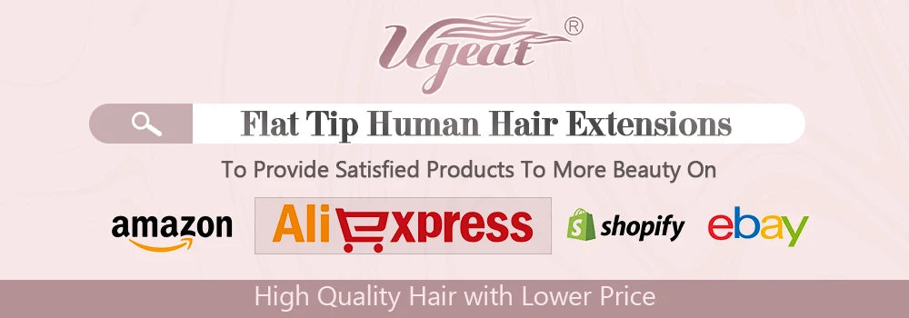 Ugeat Flat Tip Hair Extensions 14-24" Natural Straight Flat Tip Keratin Hair Extension 50/100g Remy Pre Bonded Hair Extensions