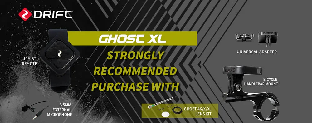 Drift Ghost XL Action Camera 1080P Sport Camera WiFi with Rotating Lens and Dash Cam Mode IPX7 Waterproof Motorcycle Helmet Cam