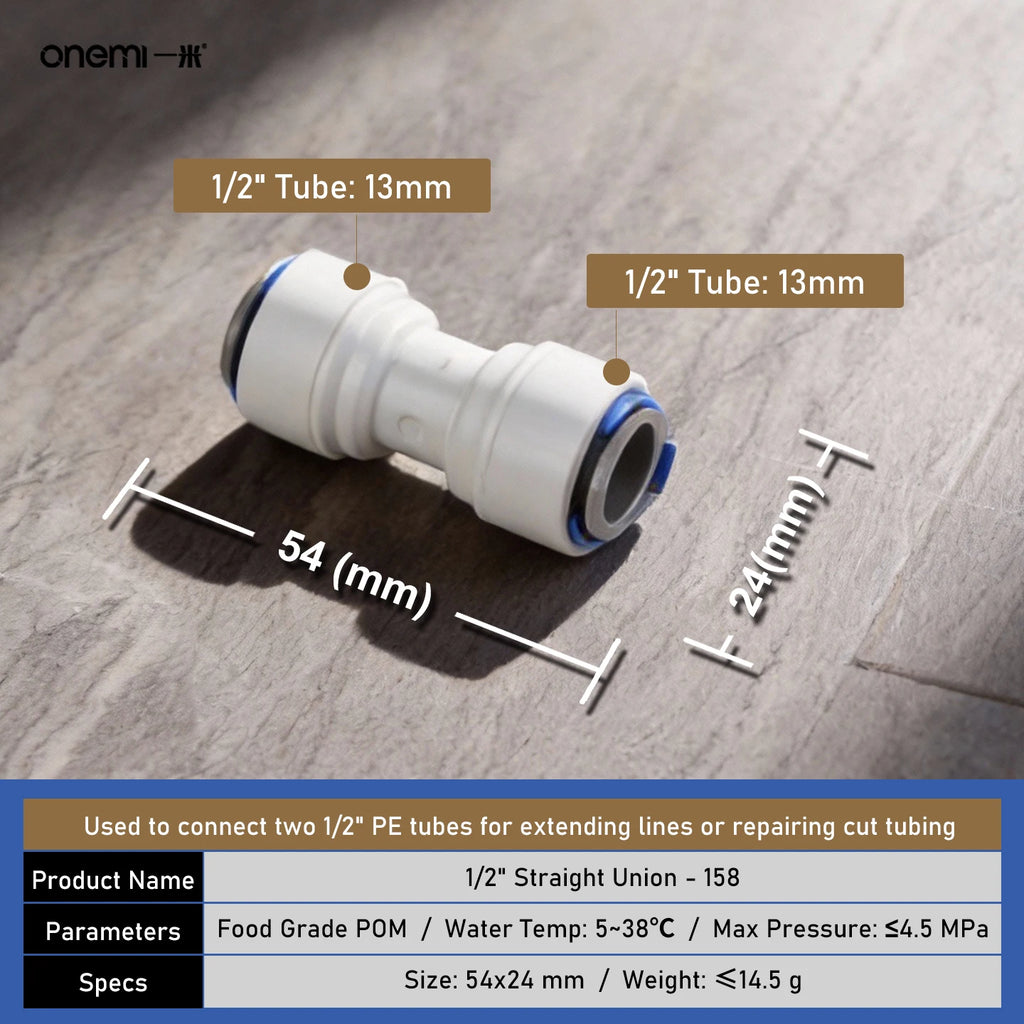 OEM Manual Ball Valve Quick Connect Reducing Union Fitting 1/4 Inch to 3/8 Inch POM Step Down Adapter for Car RO Water Filter