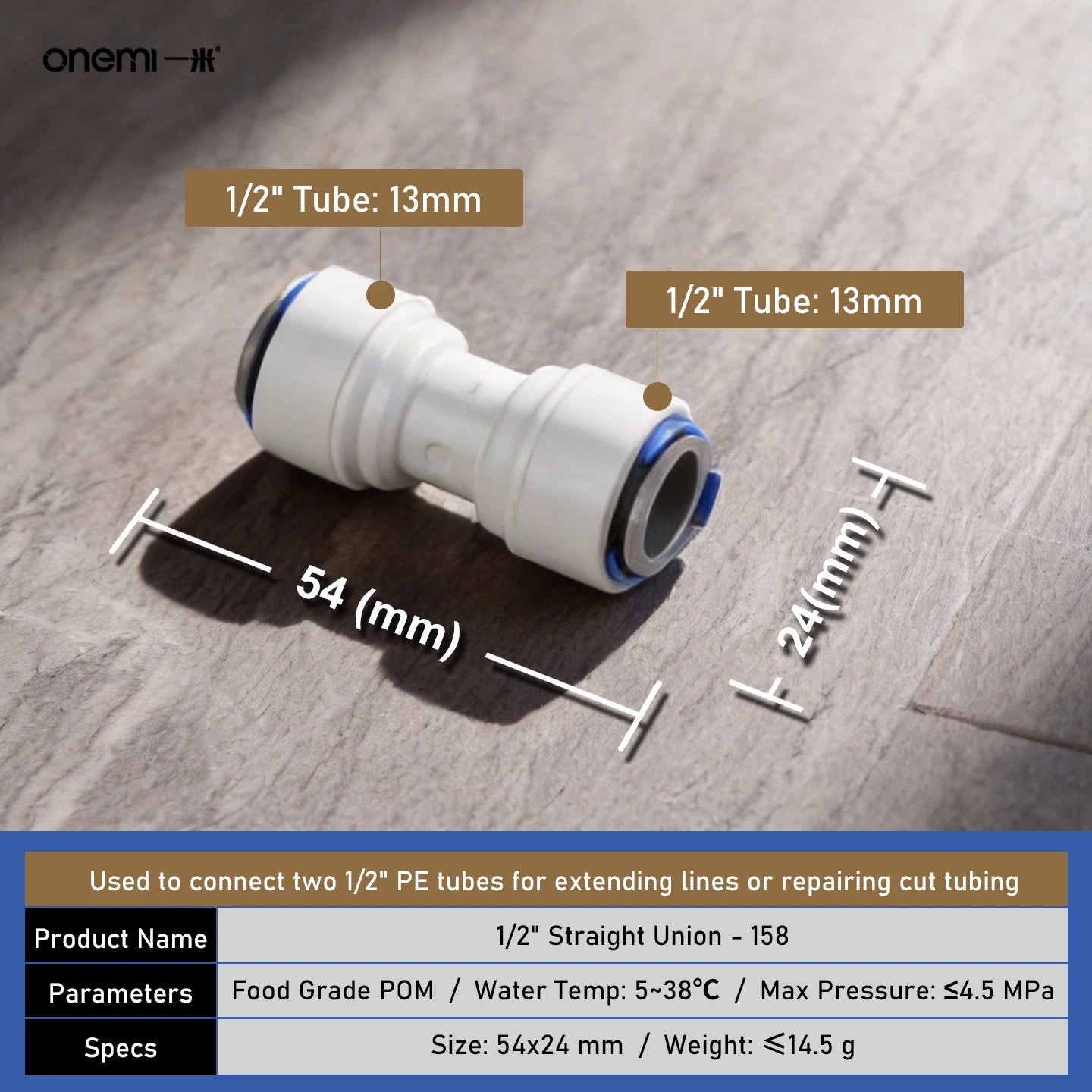 OEM Manual Ball Valve Quick Connect Reducing Union Fitting 1/4 Inch to 3/8 Inch POM Step Down Adapter for Car RO Water Filter