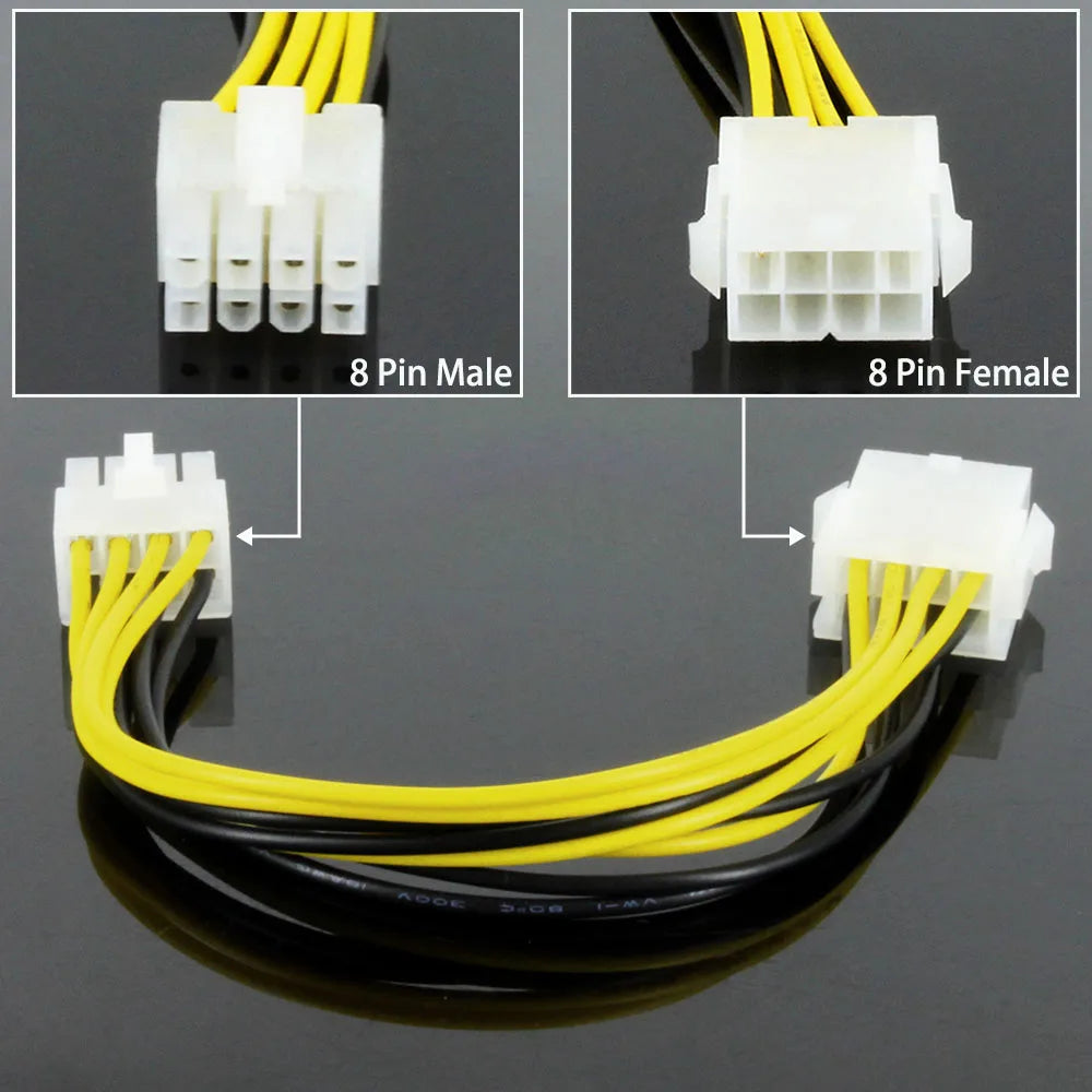 OULLX 8 Pin to 8 Pin ATX EPS Male to Female CPU Power Extension PSU Mainboard Power Extension Adapter Cable