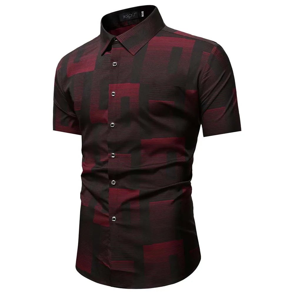 Summer Business Social Chemise Homme Casual Party Short Sleeve Striped Shirt Men Dress Luxury Button Up Fashion Mens Clothes