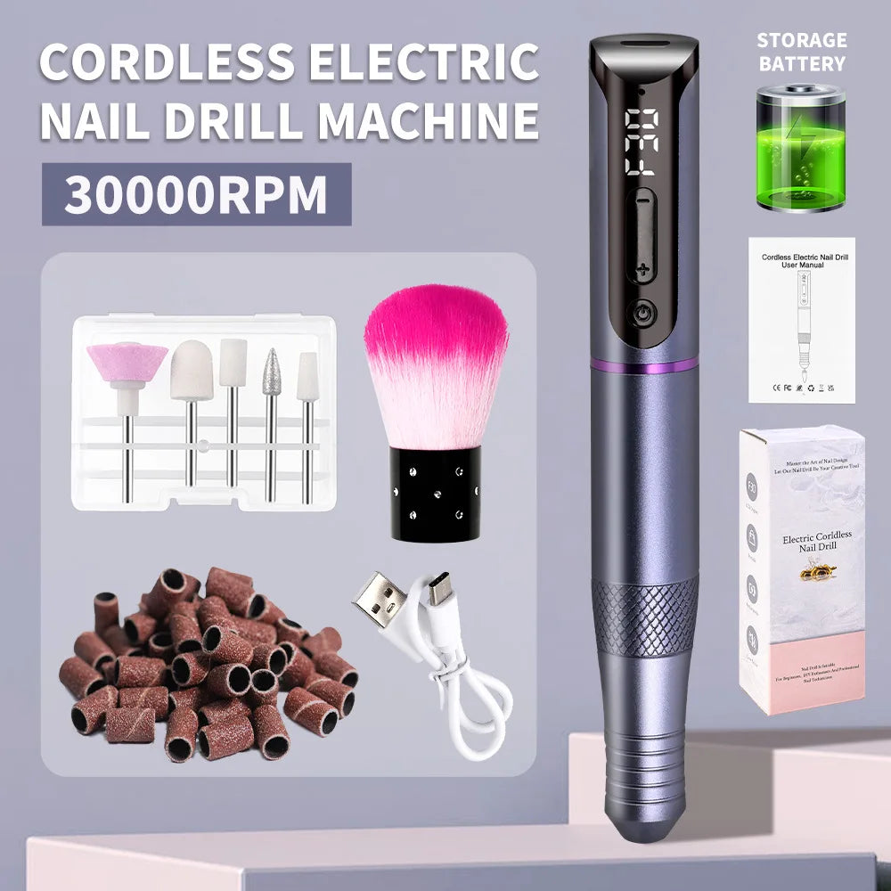 Portable Professional 35000rpm Pen Type Electric Nail Polisher Easy Carry Dead Skin Removal Manicure Sanding Tool