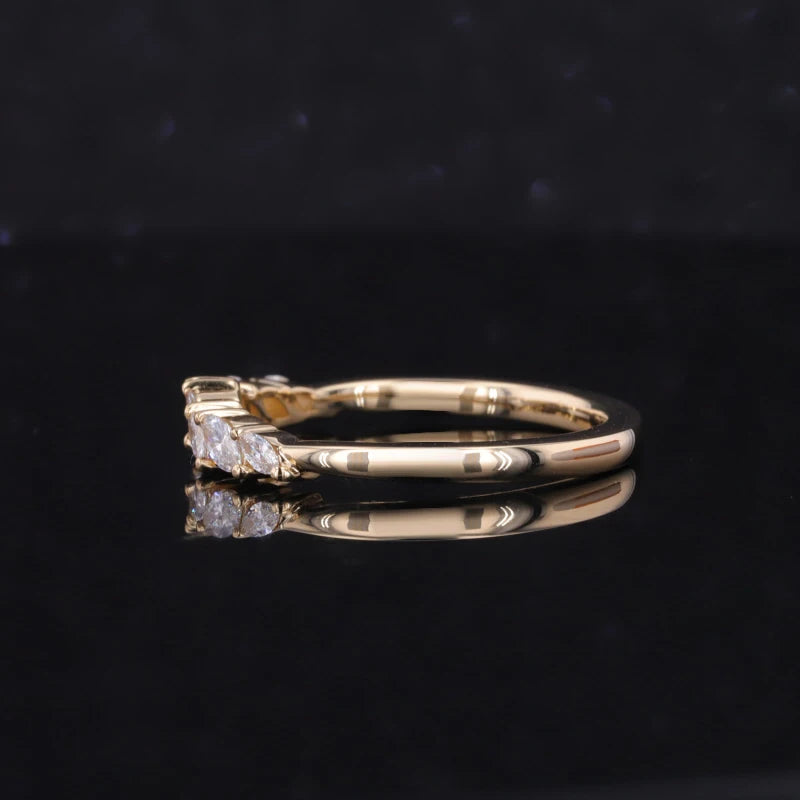 Marquise Diamonds Stacked Ring 2x4mm/3x1.5mm DEF VS Marquise Cut Wedding Band 10K Gold HPHT CVD Lab Grown Diamonds Band Rings