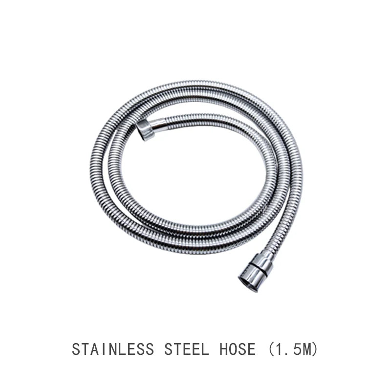 Chrome Matt Black Handshower Head 150cm Stainless Steel Shower Hose Brass Bracket Shower Head Wall Mounted Shower Accessories