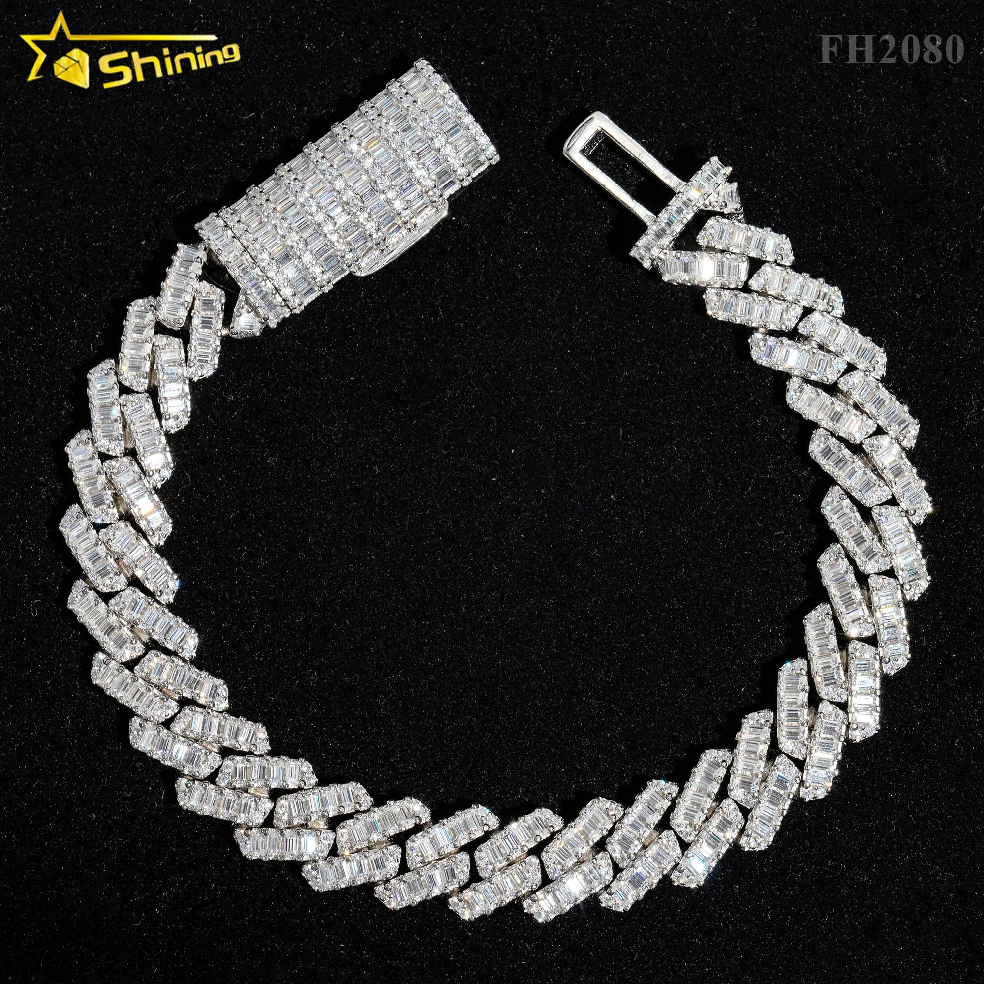Hot Selling Pass Diamond Tester 925 Sterling Silver 10mm 15mm  20mm Moissanite Cuban Link Chain Mens Cuban Bracelet