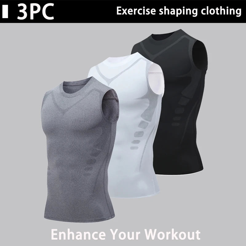 USA Warehouse 3 Pack Sleeveless Shirt Gynecomastia Compression Shirts Slimming Body Shaper Vest Shapewear Tank Top for Men