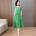 Women Floral Printed Summer Dresses O-neck Short Sleeve Fashion Printing Women's Simple Flower A-line Casual Dress