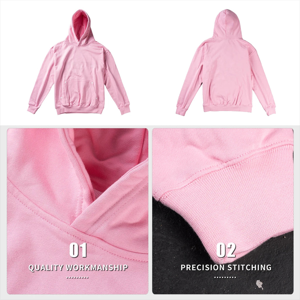 Men Hoodies Cotton Heavy Weight French Terry Oversized Streetwear Fit Drop Shoulder Blank Men's Hoodie Sweatshirts