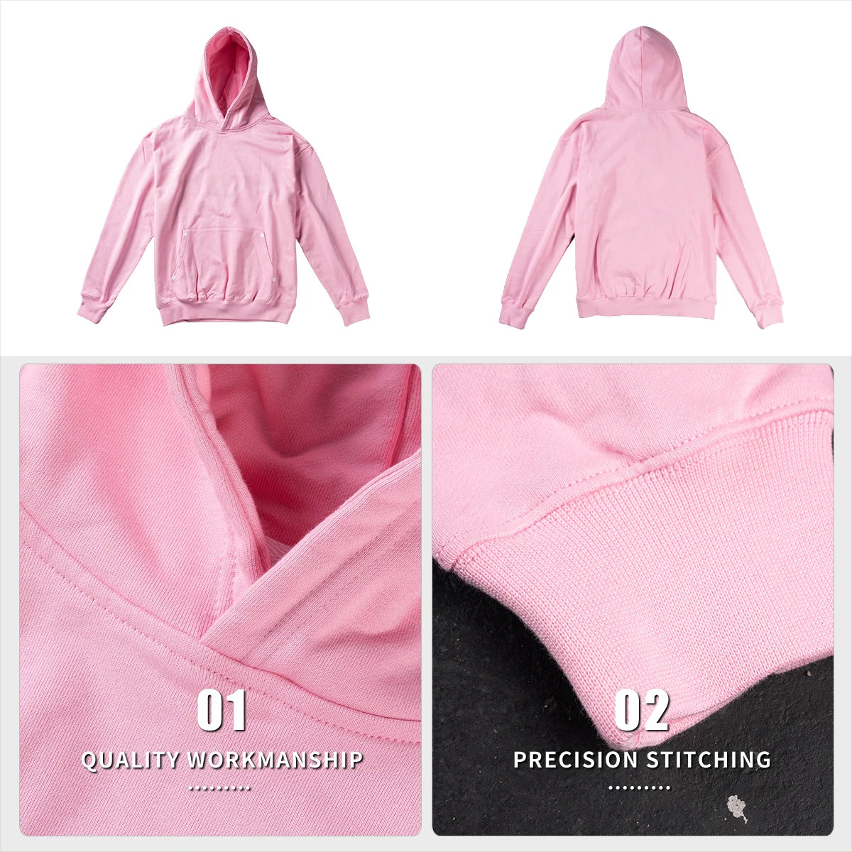 Men Hoodies Cotton Heavy Weight French Terry Oversized Streetwear Fit Drop Shoulder Blank Men's Hoodie Sweatshirts