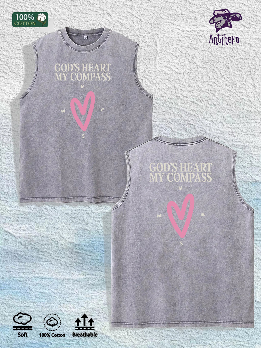 GOD IS GOOD ALL the TIME Printed Washed Vest US Local Warehouse 3 Colors Cotton Breathable Trendy Top