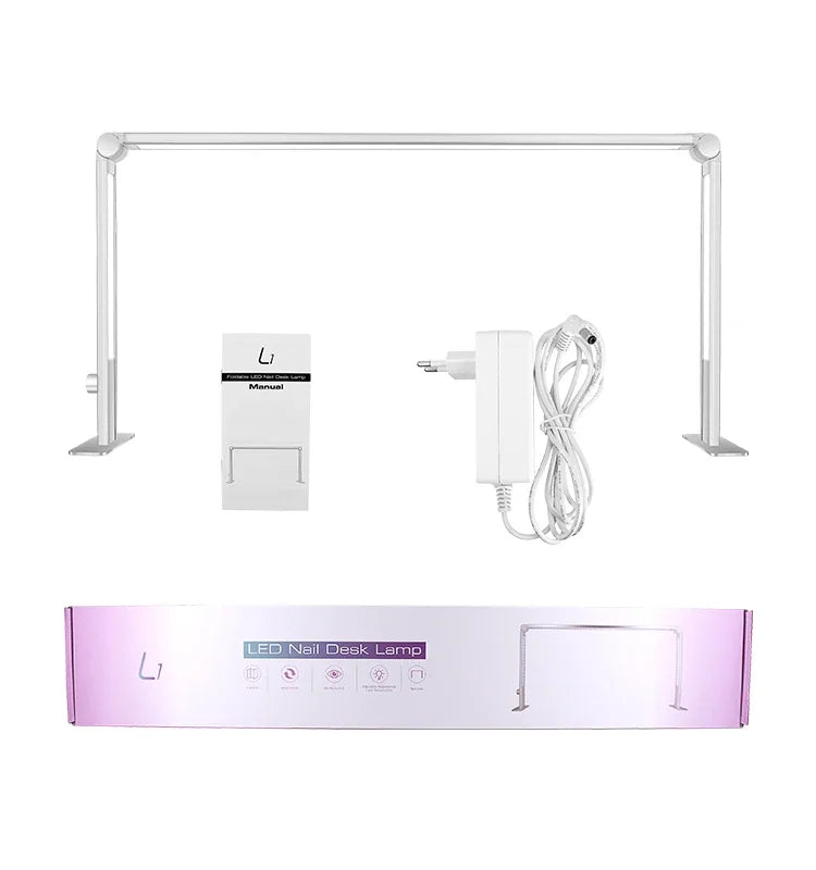 HOT SALE Folding Led Table Lamp Square Silver Nail Salon Led UV Desk Lamp 30" Nail Lash Extensions Table Lamp Warm White Light