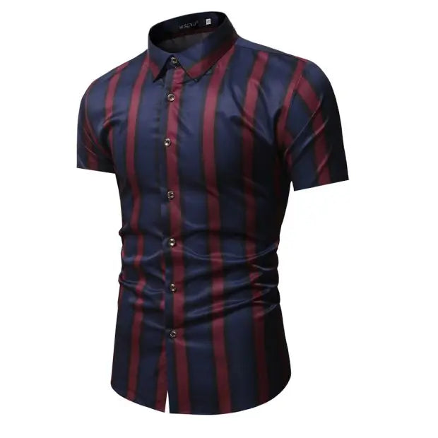 Summer Business Social Chemise Homme Casual Party Short Sleeve Striped Shirt Men Dress Luxury Button Up Fashion Mens Clothes