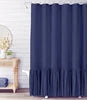 Beige 72x72 Inch French Country Linen Blend Ruffle Shower Curtain for Bathroom