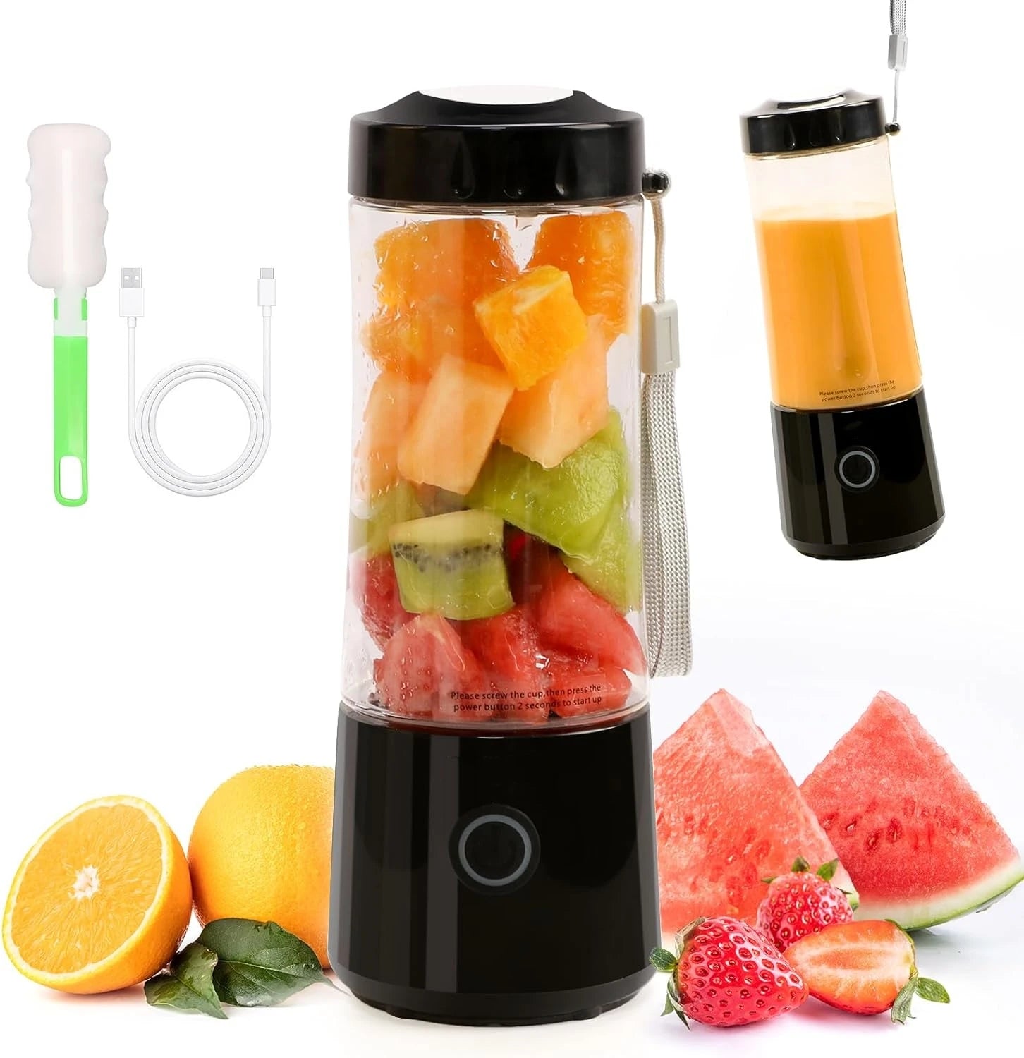 Hot Sale 400ml Protein Shake Battery Powered USB Portable Mini Blender with Ice Crushing for Car & Household Use Black