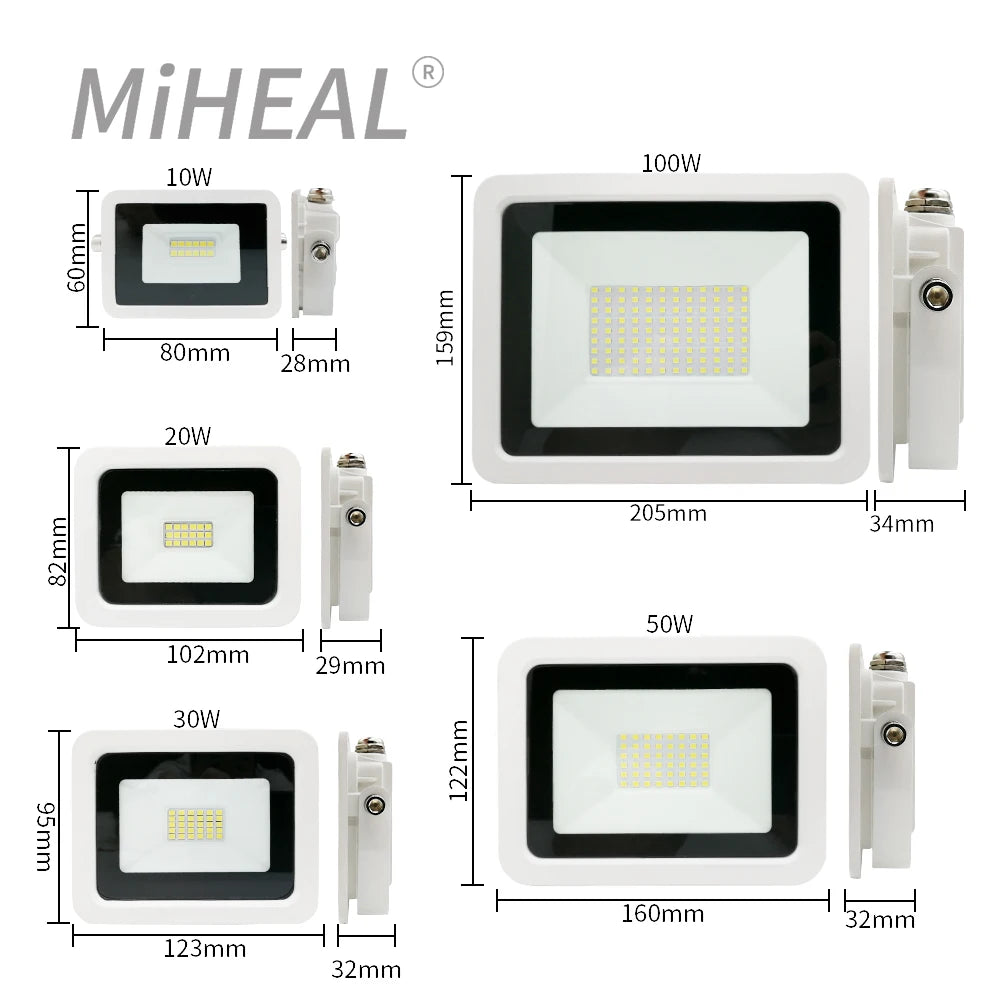 LED Flood Light 10W 20W 30W 50W 100W Floodlight IP68 Waterproof 220V-240V Spotlight Refletor Outdoor Graden Lighting Newest