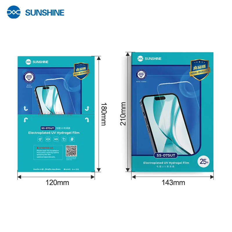 SUNSHINE SS-075UT Electroplating UV HD Hydrogel Film Strong Compressive Strength for Various Phone Models With Recharge Code
