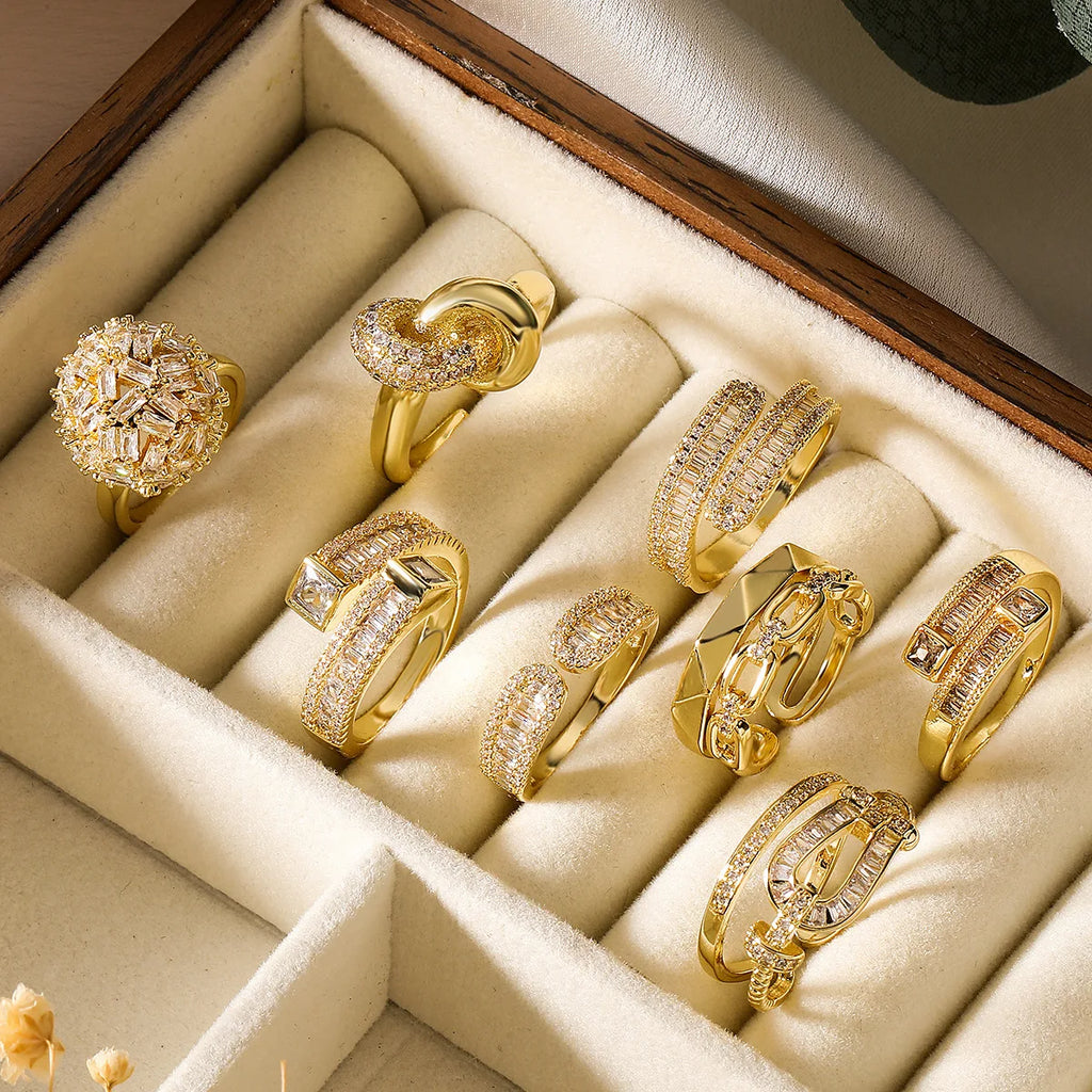 Stocks Cheap Brass Cz Ins Style Fashion Women Adjustable Rings