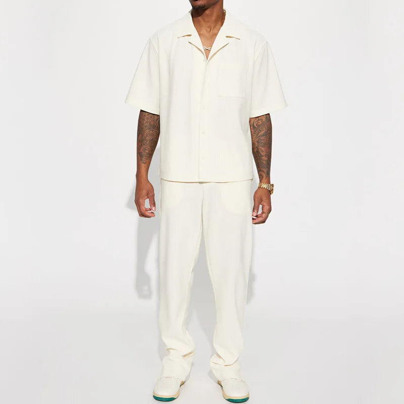 PASUXI Mens Set Tracksuit Summer Zip Short Sleeve Tshirt Mens Outfits Fashion Men Sweatsuit 2 Piece Set